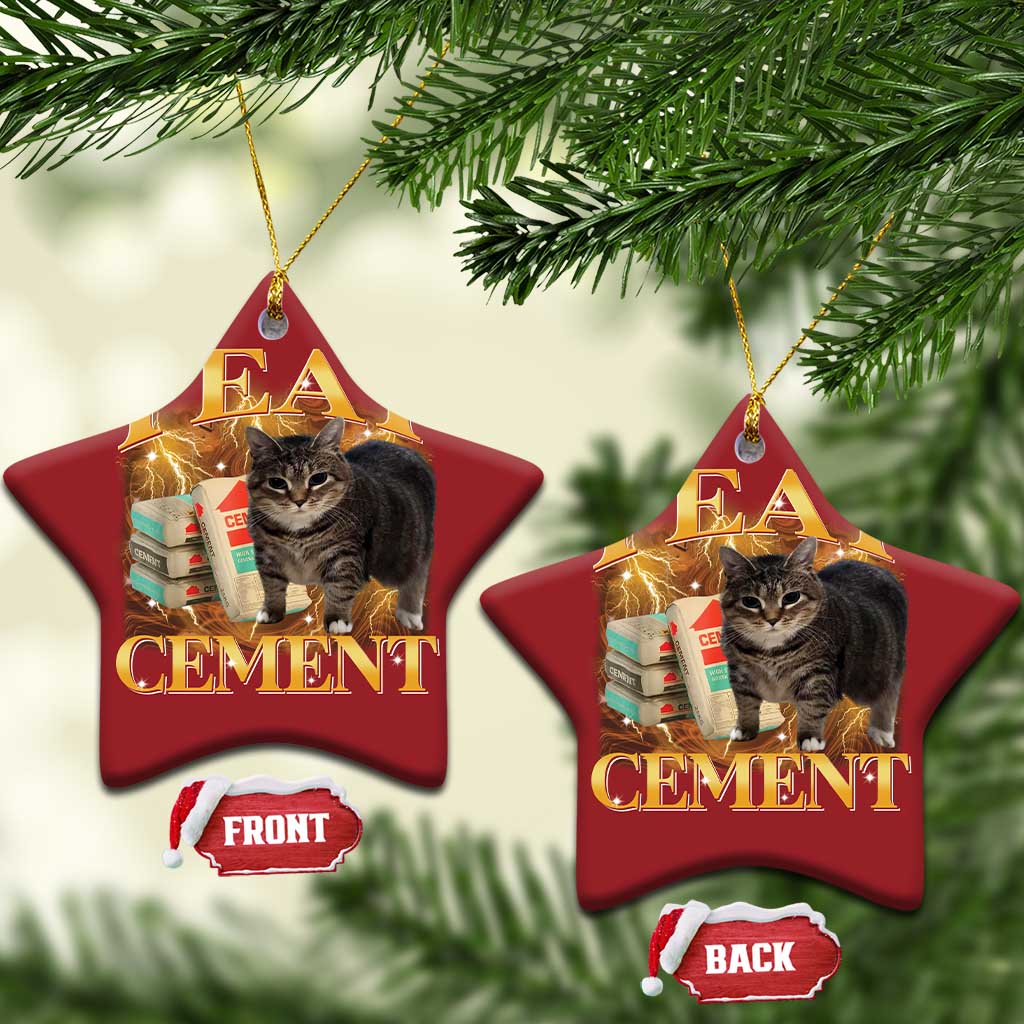 I Eat Cement Cat Meme Christmas Ornament Funny Internet Memes Bootleg Cursed Cat Lovers TS10 Star Red Print Your Wear