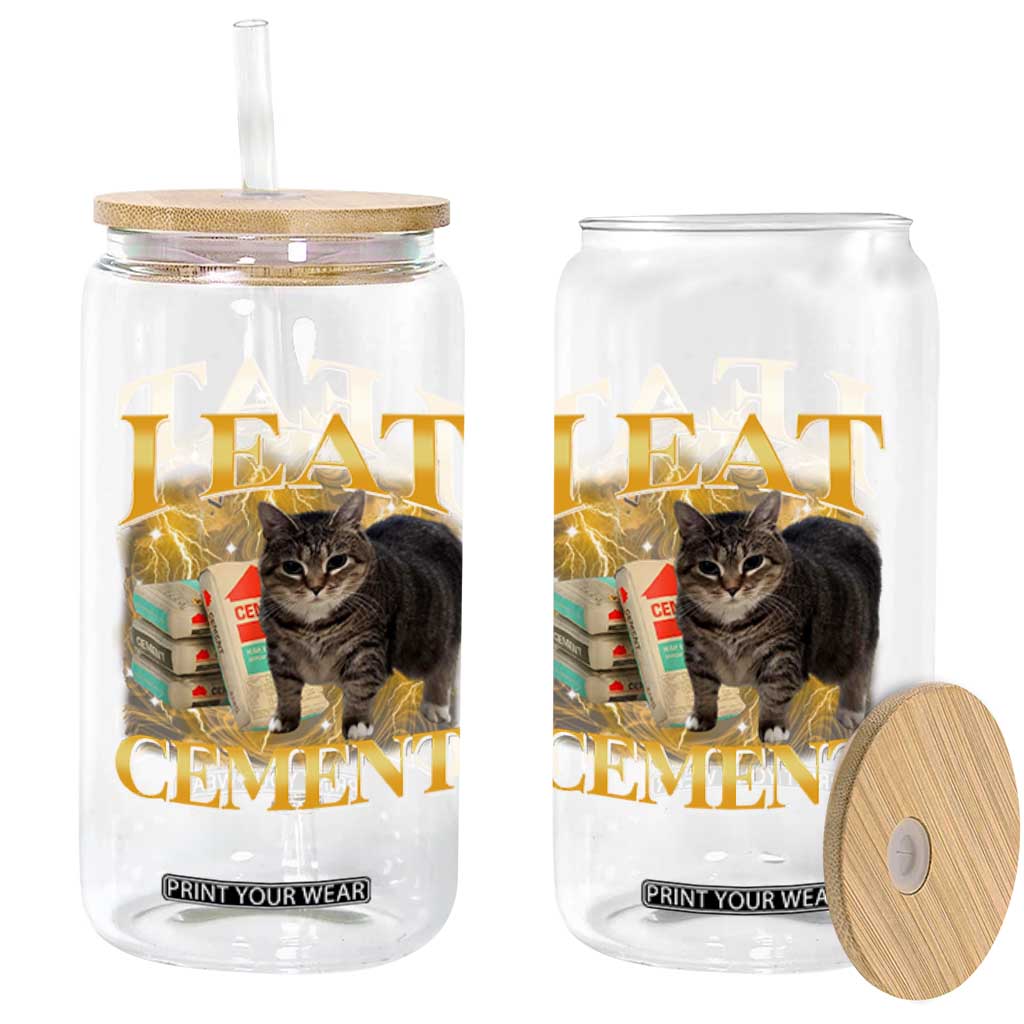 I Eat Cement Cat Meme Glass Can Funny Internet Memes Bootleg Cursed Cat Lovers TS10 Print Your Wear