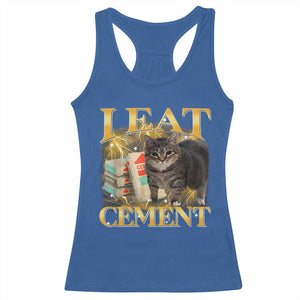 I Eat Cement Cat Meme Racerback Tank Top Funny Internet Memes Bootleg Cursed Cat Lovers TS10 Royal Blue Print Your Wear