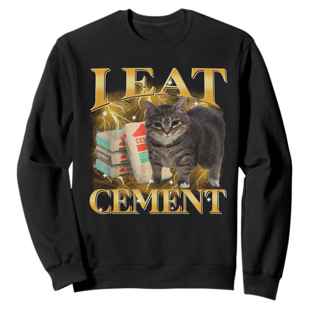 I Eat Cement Cat Meme Sweatshirt Funny Internet Memes Bootleg Cursed Cat Lovers TS10 Black Print Your Wear