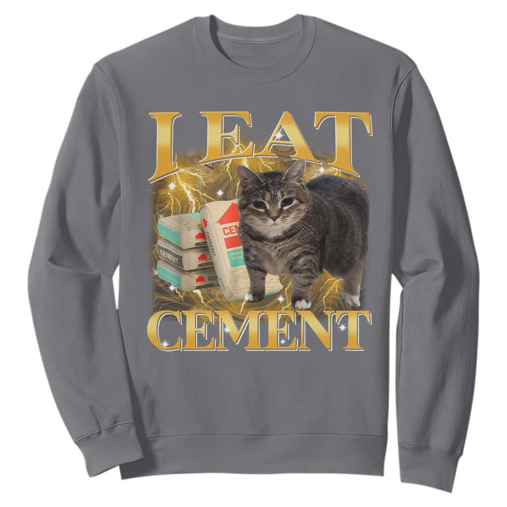 I Eat Cement Cat Meme Sweatshirt Funny Internet Memes Bootleg Cursed Cat Lovers TS10 Charcoal Print Your Wear