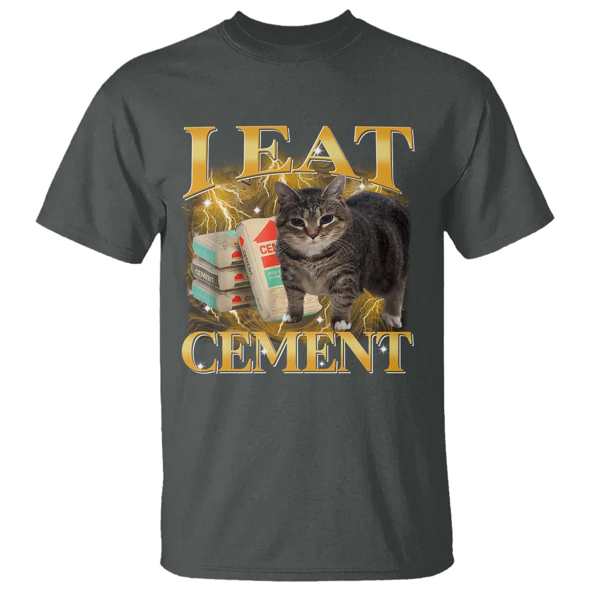 I Eat Cement Cat Meme T Shirt Funny Internet Memes Bootleg Cursed Cat Lovers TS10 Dark Heather Print Your Wear