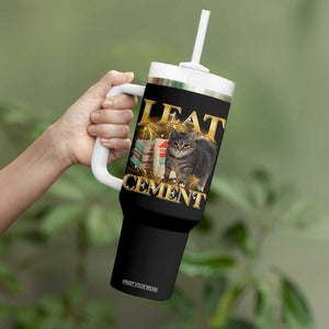 I Eat Cement Cat Meme Tumbler With Handle Funny Internet Memes Bootleg Cursed Cat Lovers TS10 Print Your Wear