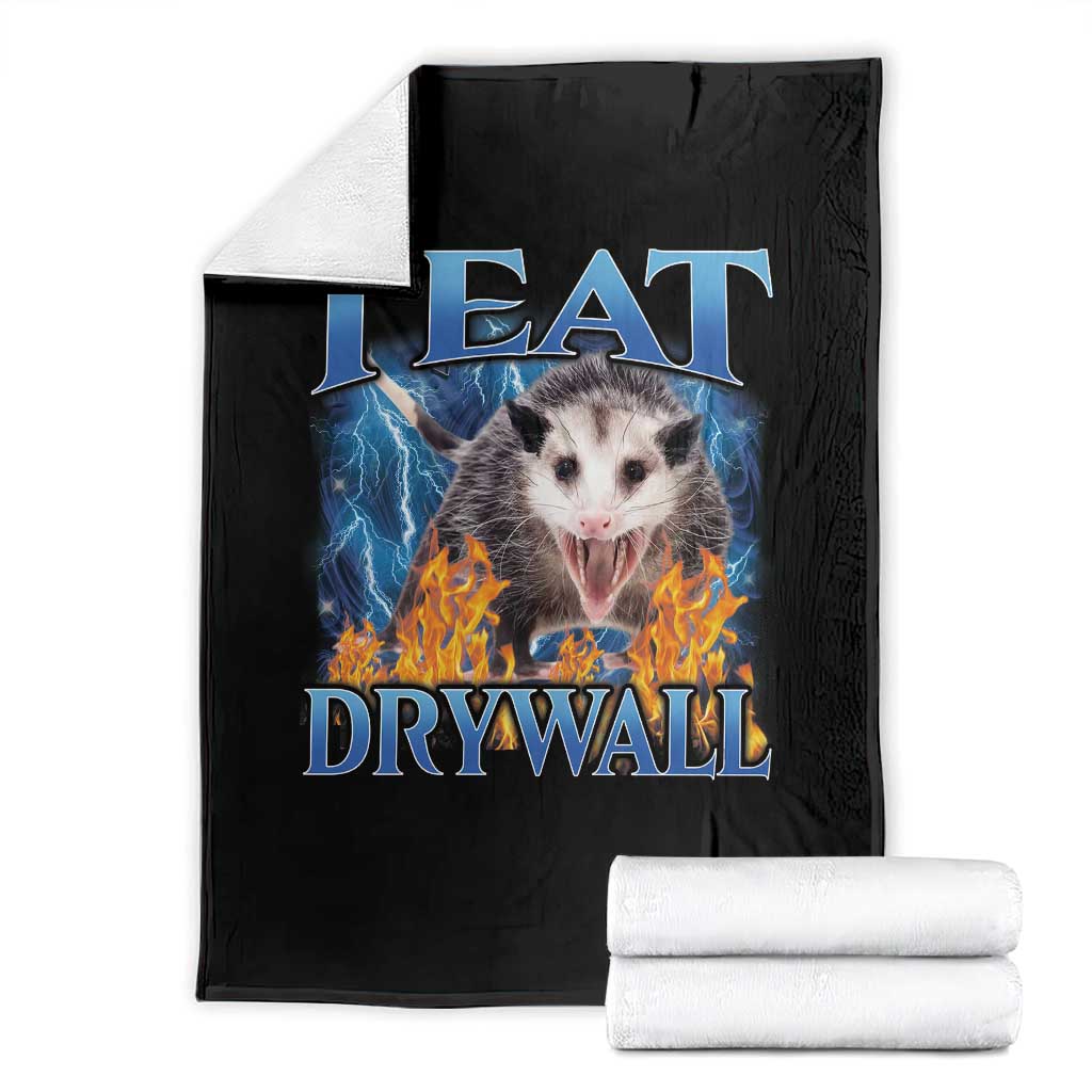 Possum Meme Throw Blanket I Eat Drywall Opossum Funny Weird Cursed Internet Memes TS10 Black Print Your Wear