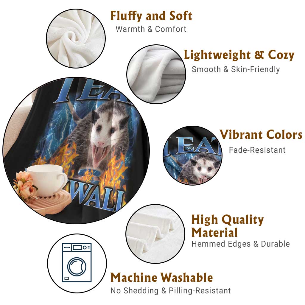 Possum Meme Throw Blanket I Eat Drywall Opossum Funny Weird Cursed Internet Memes TS10 Print Your Wear