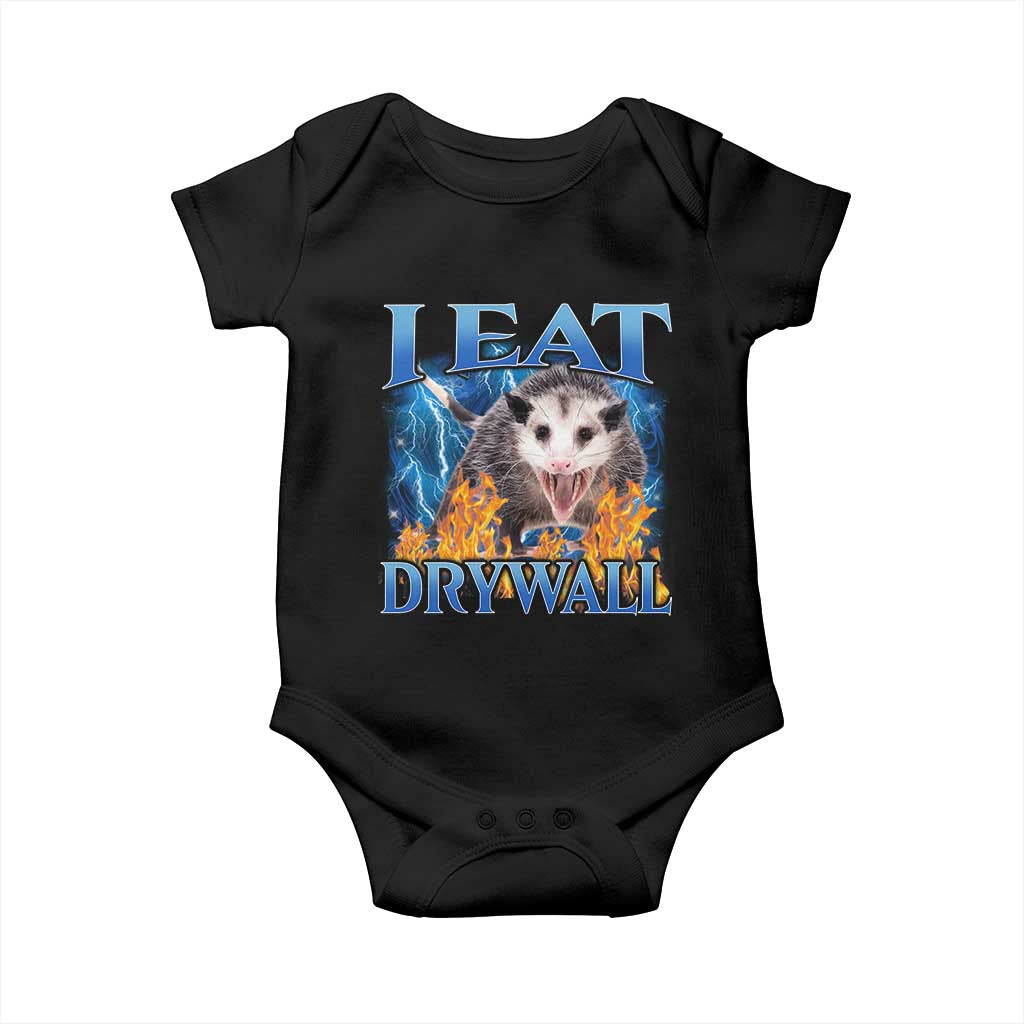 Possum Meme Baby Onesie I Eat Drywall Opossum Funny Weird Cursed Internet Memes TS10 Black Print Your Wear
