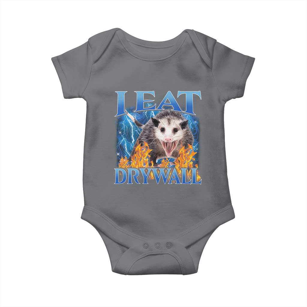 Possum Meme Baby Onesie I Eat Drywall Opossum Funny Weird Cursed Internet Memes TS10 Charcoal Print Your Wear