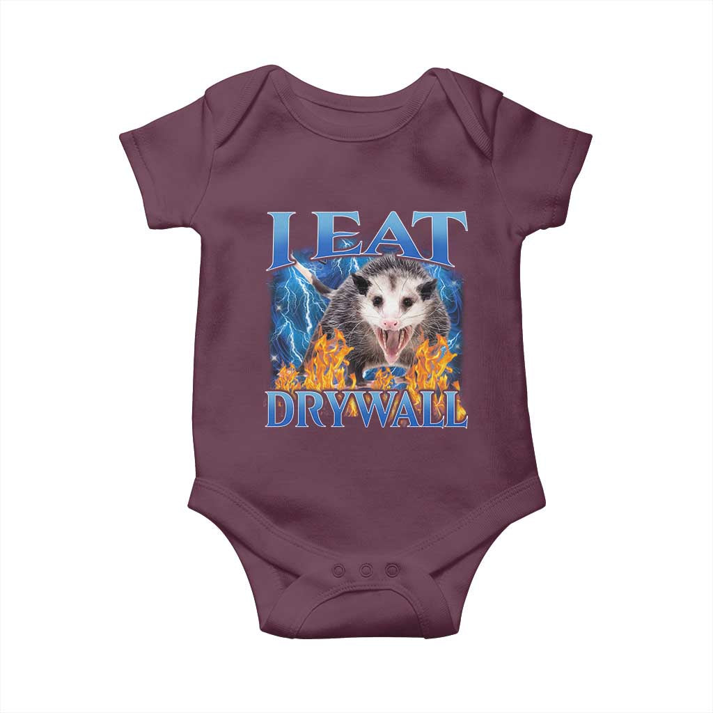 Possum Meme Baby Onesie I Eat Drywall Opossum Funny Weird Cursed Internet Memes TS10 Maroon Print Your Wear