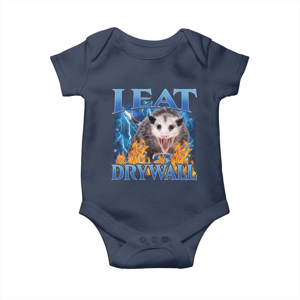 Possum Meme Baby Onesie I Eat Drywall Opossum Funny Weird Cursed Internet Memes TS10 Navy Print Your Wear