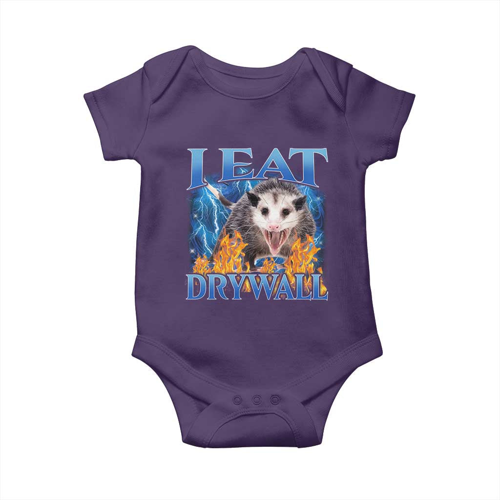 Possum Meme Baby Onesie I Eat Drywall Opossum Funny Weird Cursed Internet Memes TS10 Purple Print Your Wear