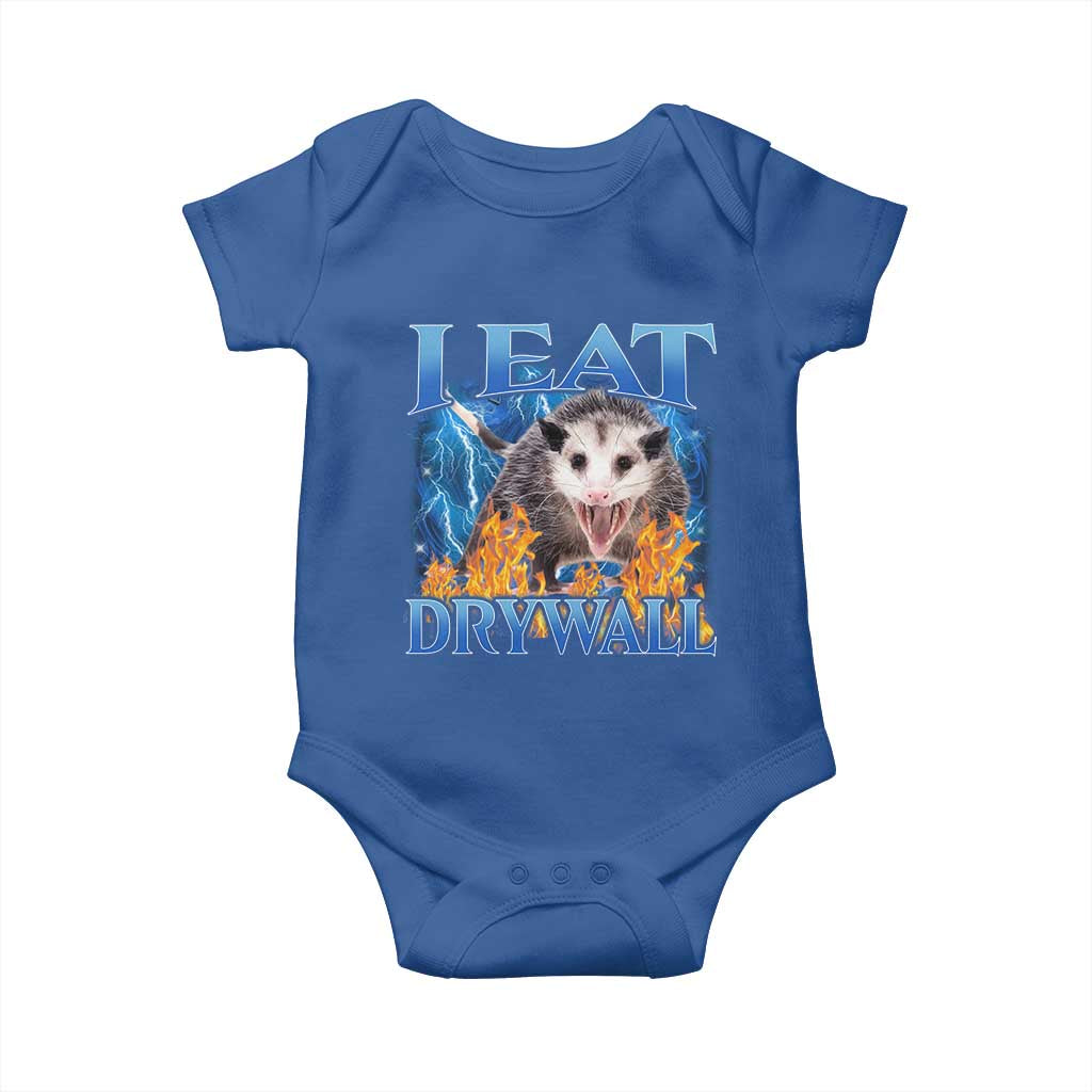 Possum Meme Baby Onesie I Eat Drywall Opossum Funny Weird Cursed Internet Memes TS10 Royal Blue Print Your Wear