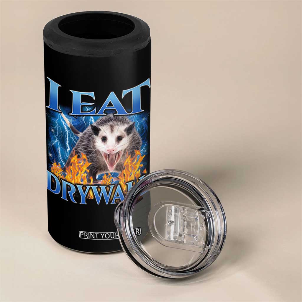 Possum Meme 4 in 1 Can Cooler Tumbler I Eat Drywall Opossum Funny Weird Cursed Internet Memes TS10 Print Your Wear