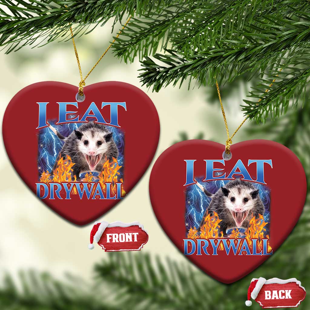 Possum Meme Christmas Ornament I Eat Drywall Opossum Funny Weird Cursed Internet Memes TS10 Heart Red Print Your Wear