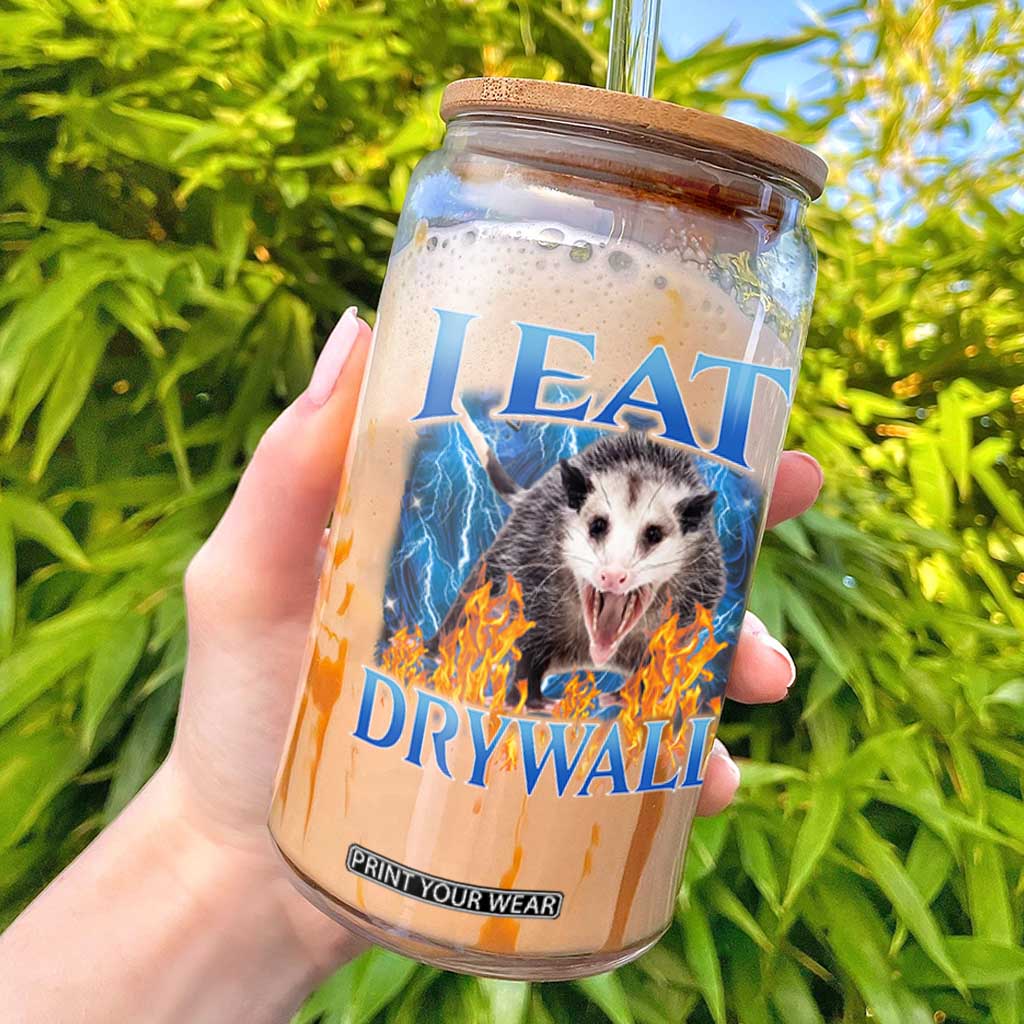 Possum Meme Glass Can I Eat Drywall Opossum Funny Weird Cursed Internet Memes TS10 Black Print Your Wear