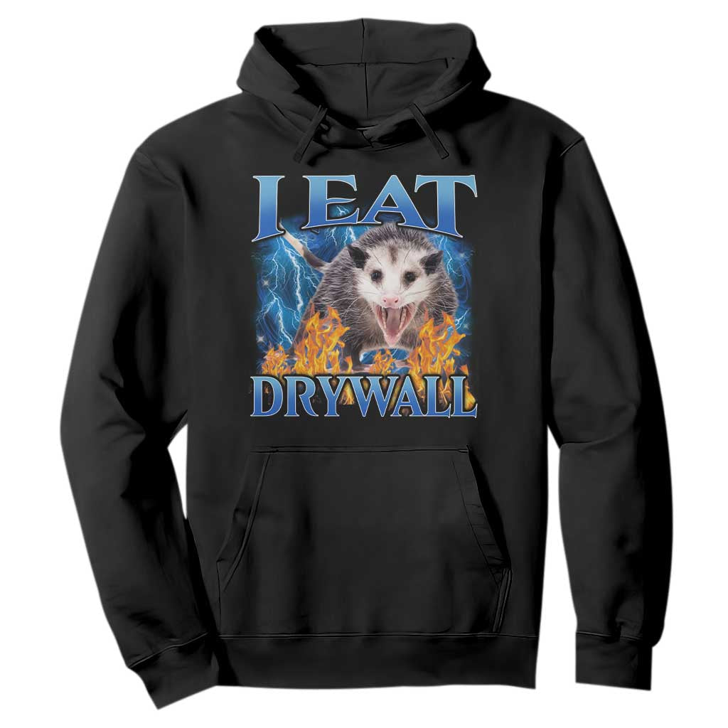 Possum Meme Hoodie I Eat Drywall Opossum Funny Weird Cursed Internet Memes TS10 Black Print Your Wear