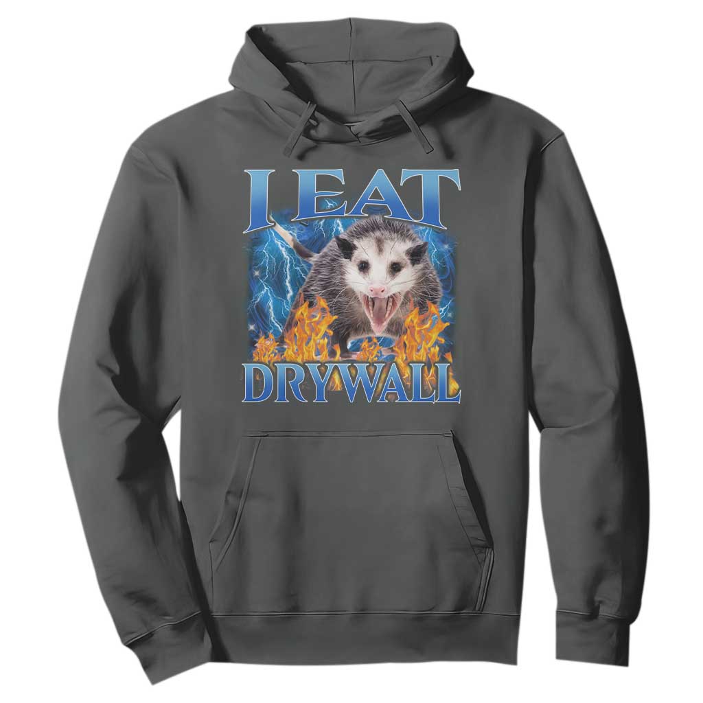Possum Meme Hoodie I Eat Drywall Opossum Funny Weird Cursed Internet Memes TS10 Dark Heather Print Your Wear