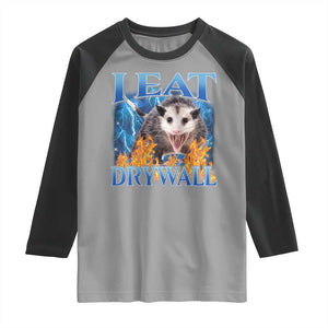 Possum Meme Raglan Shirt I Eat Drywall Opossum Funny Weird Cursed Internet Memes TS10 Sport Gray Black Print Your Wear