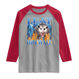 Possum Meme Raglan Shirt I Eat Drywall Opossum Funny Weird Cursed Internet Memes TS10 Sport Gray Red Print Your Wear