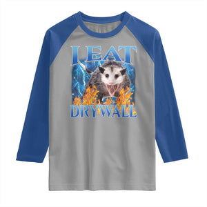 Possum Meme Raglan Shirt I Eat Drywall Opossum Funny Weird Cursed Internet Memes TS10 Sport Gray Royal Print Your Wear