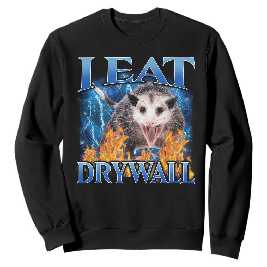 Possum Meme Sweatshirt I Eat Drywall Opossum Funny Weird Cursed Internet Memes TS10 Black Print Your Wear