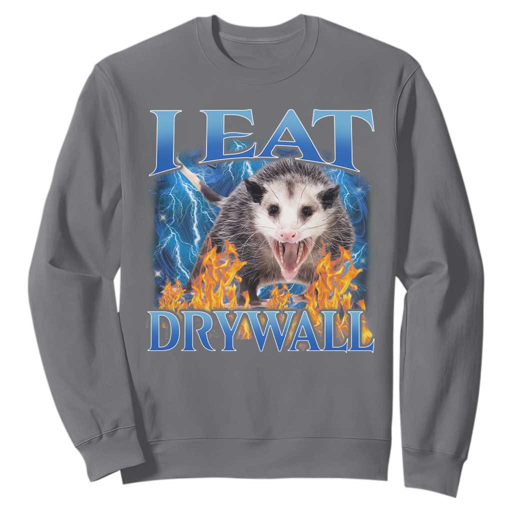 Possum Meme Sweatshirt I Eat Drywall Opossum Funny Weird Cursed Internet Memes TS10 Charcoal Print Your Wear