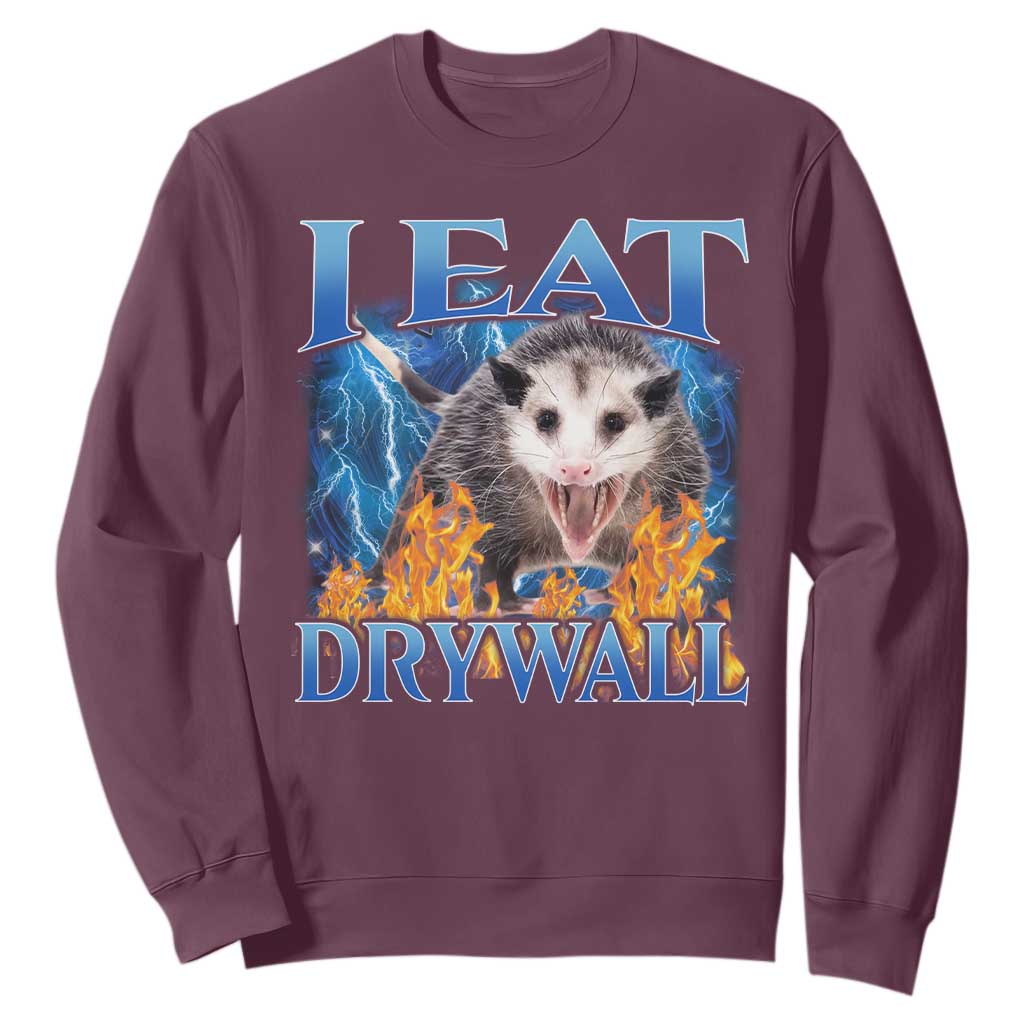 Possum Meme Sweatshirt I Eat Drywall Opossum Funny Weird Cursed Internet Memes TS10 Maroon Print Your Wear