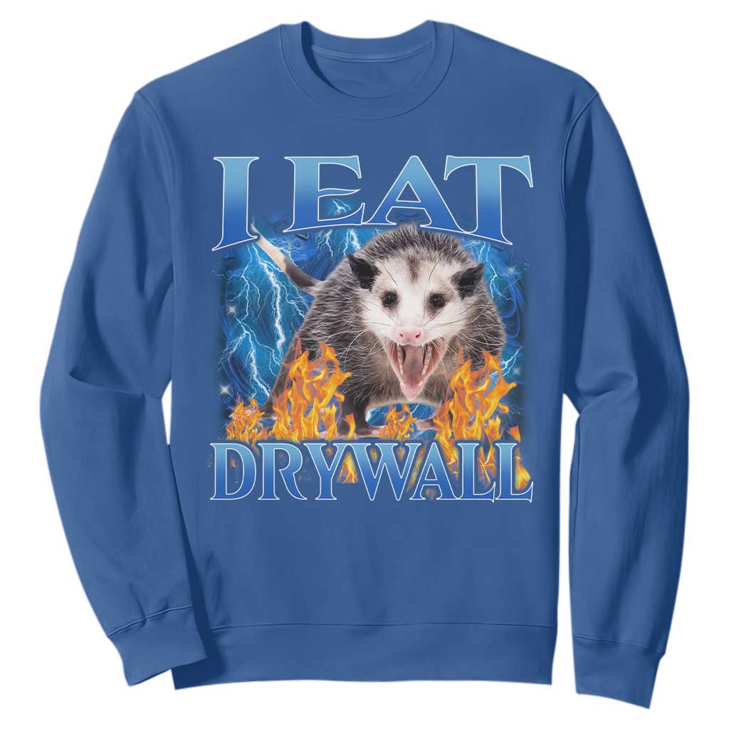 Possum Meme Sweatshirt I Eat Drywall Opossum Funny Weird Cursed Internet Memes TS10 Royal Blue Print Your Wear