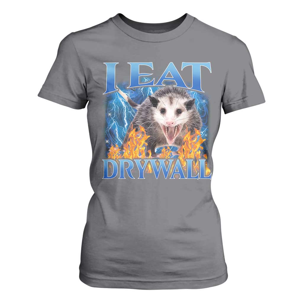 Possum Meme T Shirt For Women I Eat Drywall Opossum Funny Weird Cursed Internet Memes TS10 Charcoal Print Your Wear