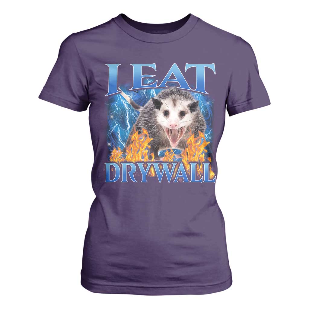 Possum Meme T Shirt For Women I Eat Drywall Opossum Funny Weird Cursed Internet Memes TS10 Purple Print Your Wear