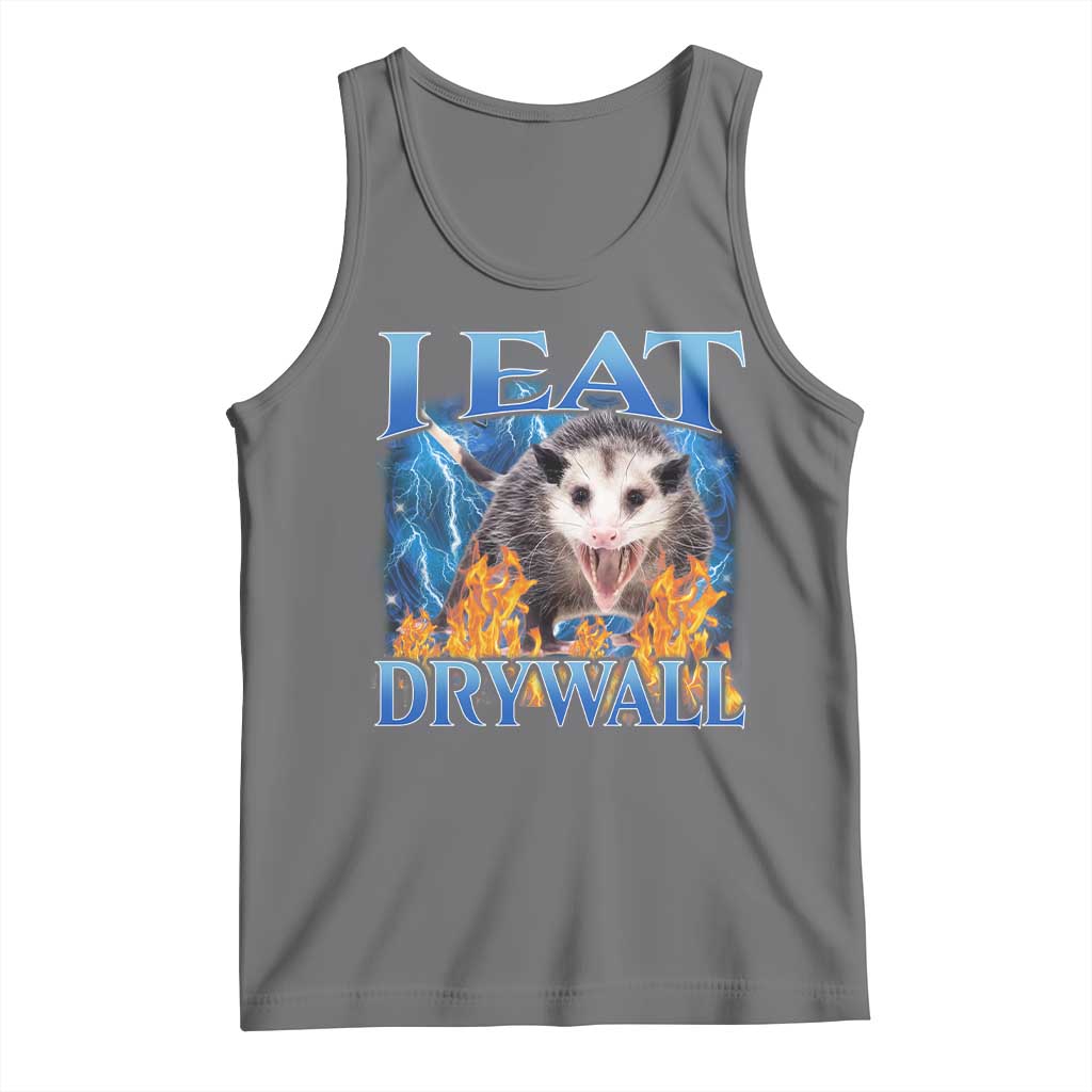 Possum Meme Tank Top I Eat Drywall Opossum Funny Weird Cursed Internet Memes TS10 Black Heather Print Your Wear