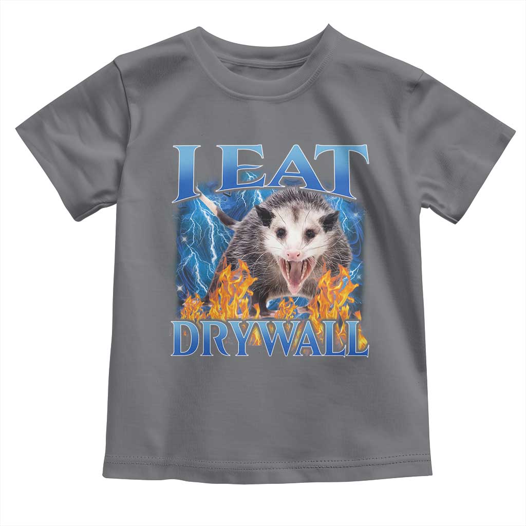 Possum Meme Toddler T Shirt I Eat Drywall Opossum Funny Weird Cursed Internet Memes TS10 Charcoal Print Your Wear