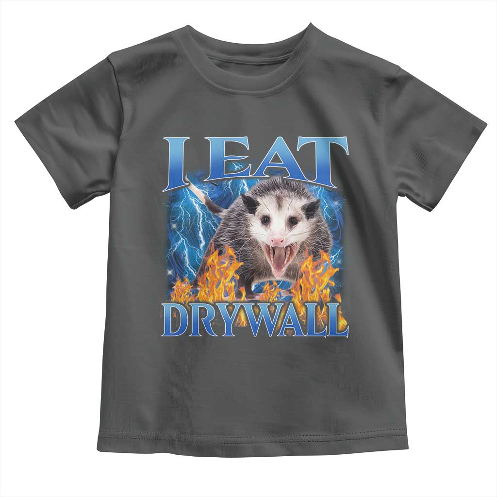 Possum Meme Toddler T Shirt I Eat Drywall Opossum Funny Weird Cursed Internet Memes TS10 Dark Heather Print Your Wear