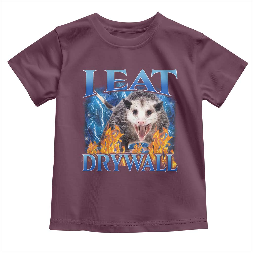 Possum Meme Toddler T Shirt I Eat Drywall Opossum Funny Weird Cursed Internet Memes TS10 Maroon Print Your Wear