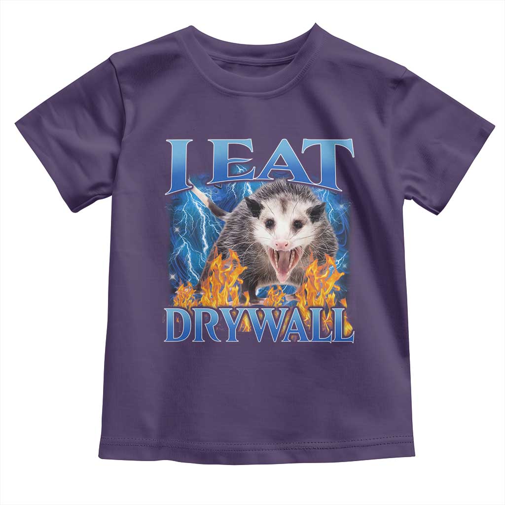 Possum Meme Toddler T Shirt I Eat Drywall Opossum Funny Weird Cursed Internet Memes TS10 Purple Print Your Wear