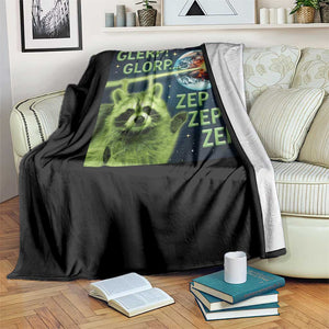 Funny Alien Raccoon Meme Throw Blanket Glerp Glorp Brainrot Stupid Gift TS10 Print Your Wear