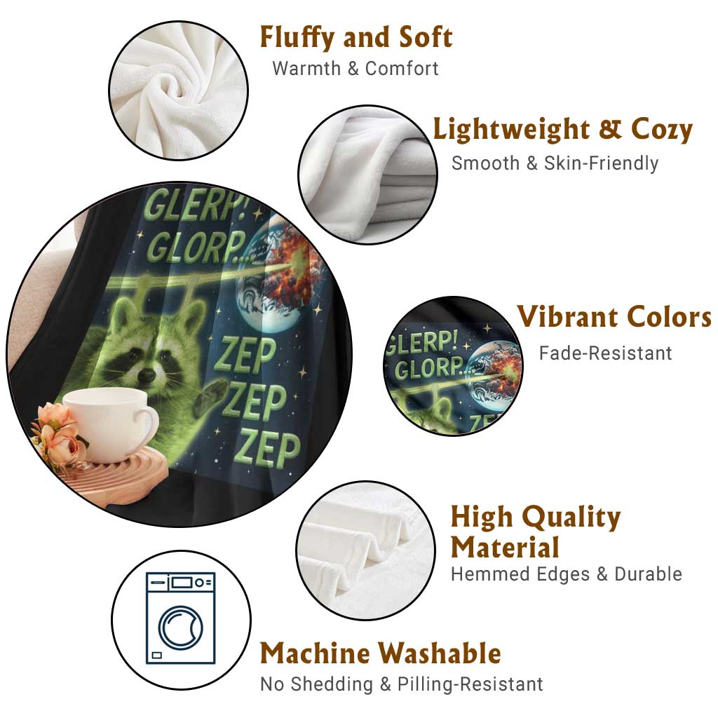 Funny Alien Raccoon Meme Throw Blanket Glerp Glorp Brainrot Stupid Gift TS10 Print Your Wear