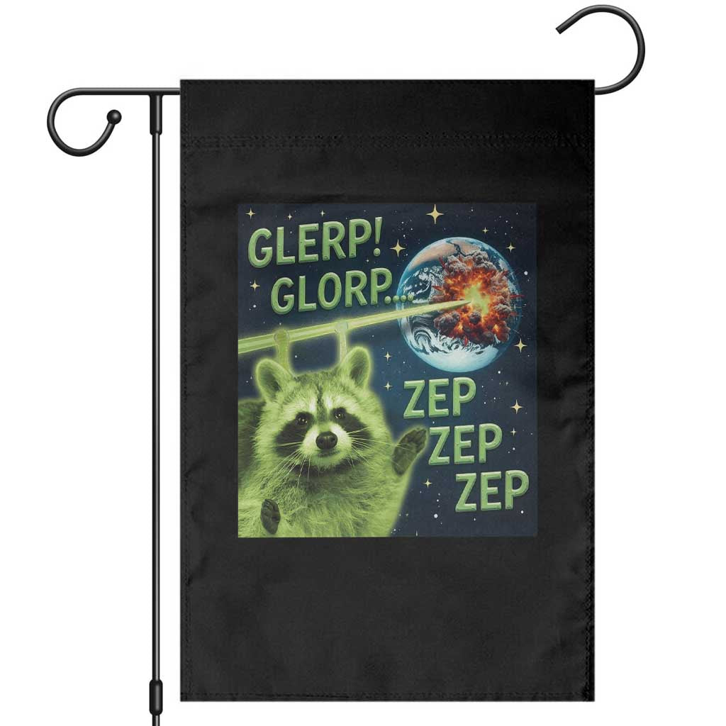 Funny Alien Raccoon Meme Garden Flag Glerp Glorp Brainrot Stupid Gift TS10 Black Print Your Wear