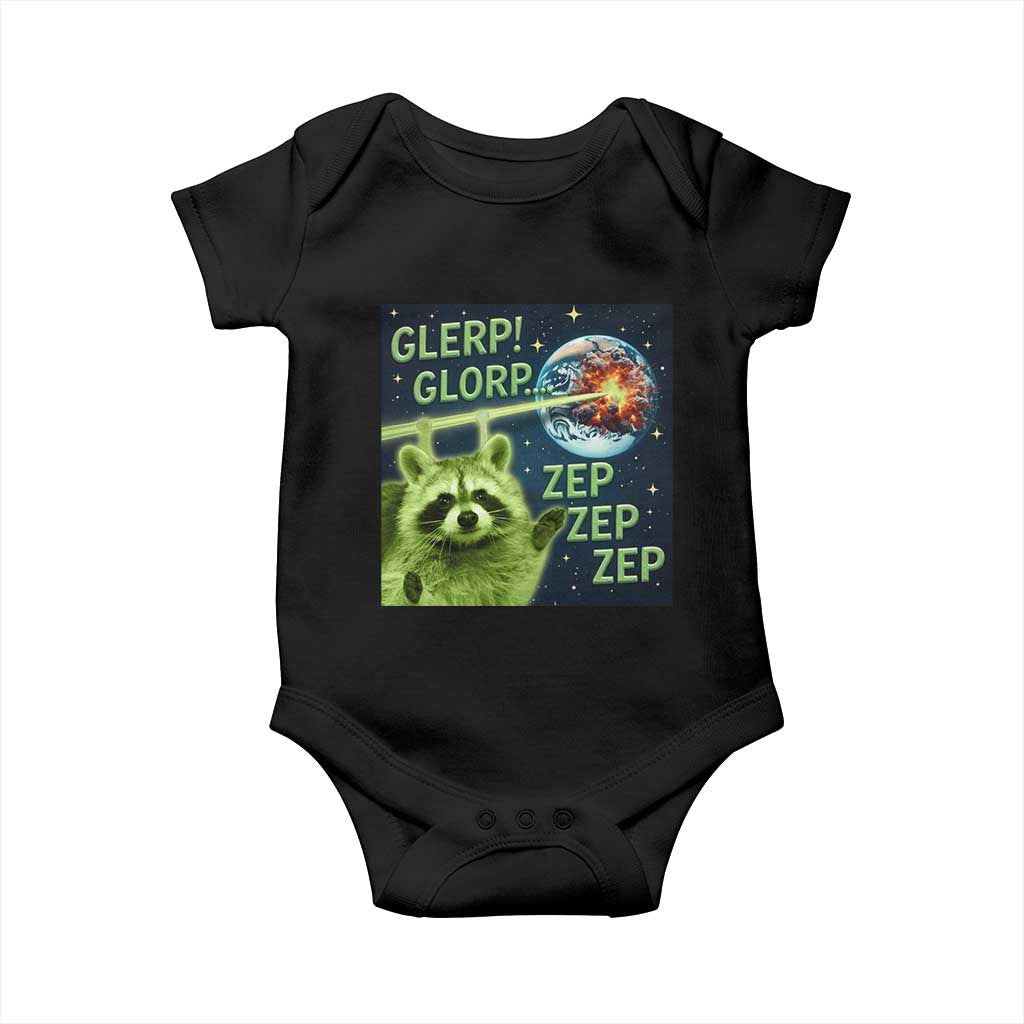 Funny Alien Raccoon Meme Baby Onesie Glerp Glorp Brainrot Stupid Gift TS10 Black Print Your Wear