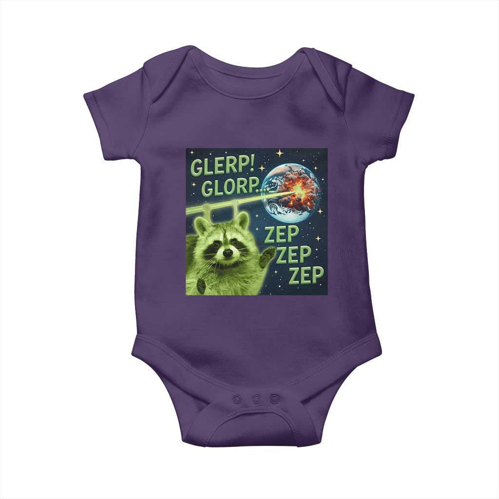 Funny Alien Raccoon Meme Baby Onesie Glerp Glorp Brainrot Stupid Gift TS10 Purple Print Your Wear