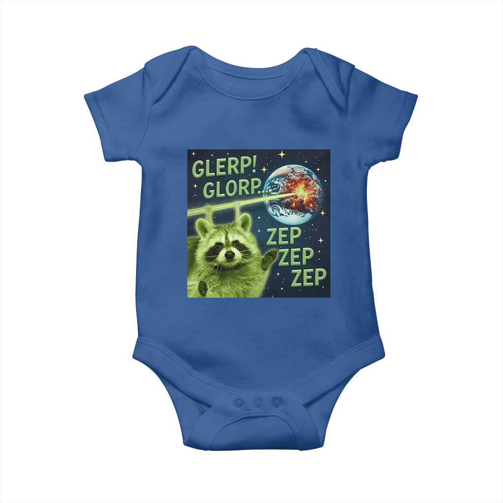 Funny Alien Raccoon Meme Baby Onesie Glerp Glorp Brainrot Stupid Gift TS10 Royal Blue Print Your Wear