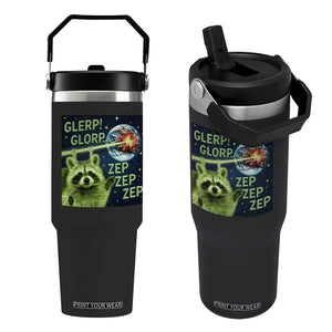 Funny Alien Raccoon Meme Flip Straw Tumbler Glerp Glorp Brainrot Stupid Gift TS10 One Size: 30 oz Black Print Your Wear