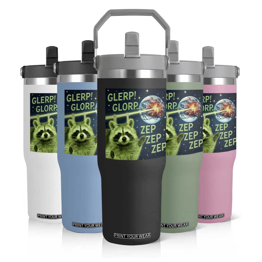Funny Alien Raccoon Meme Flip Straw Tumbler Glerp Glorp Brainrot Stupid Gift TS10 Print Your Wear