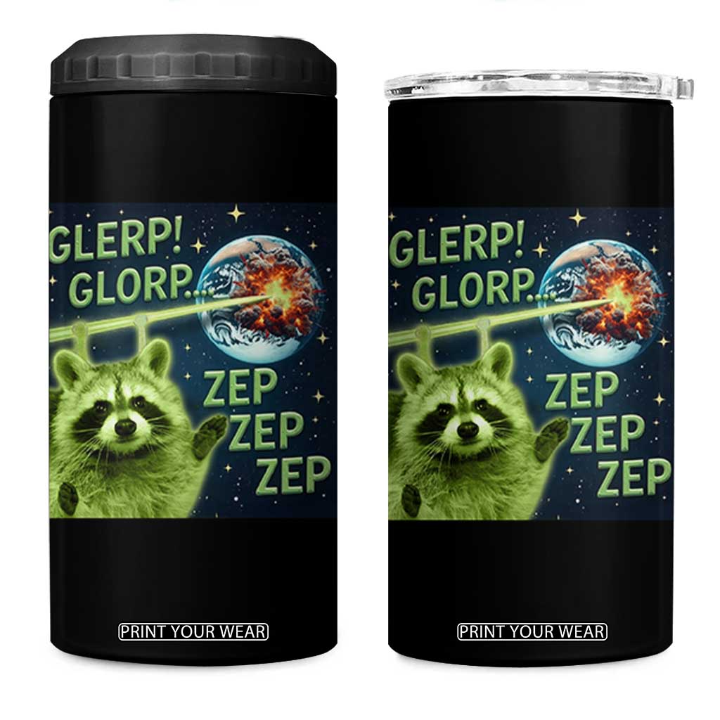Funny Alien Raccoon Meme 4 in 1 Can Cooler Tumbler Glerp Glorp Brainrot Stupid Gift TS10 One Size: 16 oz Black Print Your Wear