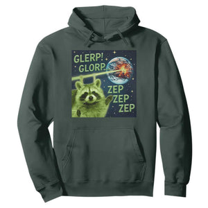 Funny Alien Raccoon Meme Hoodie Glerp Glorp Brainrot Stupid Gift TS10 Dark Forest Green Print Your Wear