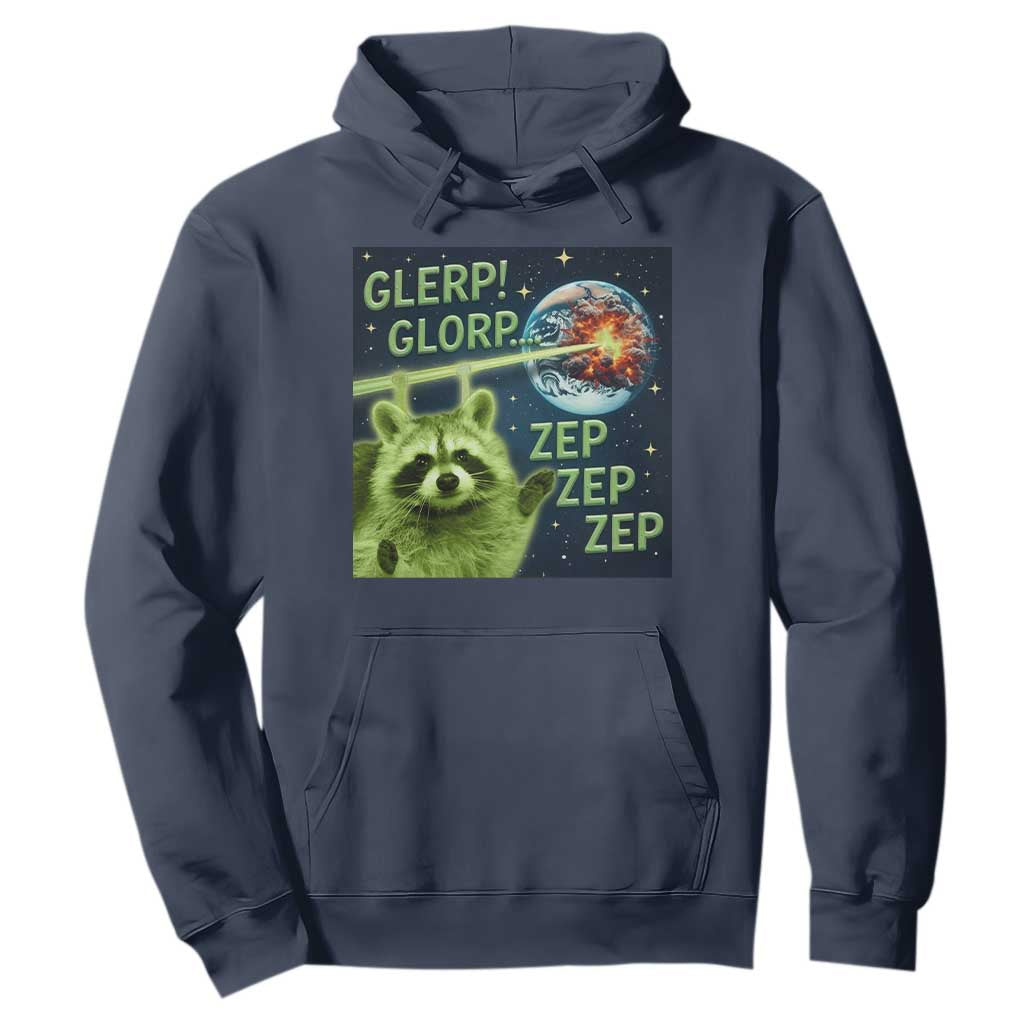 Funny Alien Raccoon Meme Hoodie Glerp Glorp Brainrot Stupid Gift TS10 Navy Print Your Wear