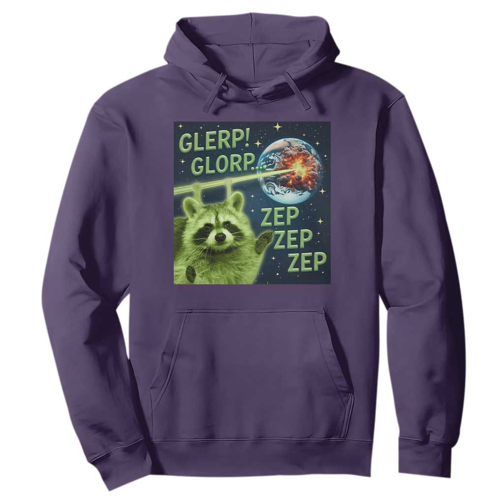 Funny Alien Raccoon Meme Hoodie Glerp Glorp Brainrot Stupid Gift TS10 Purple Print Your Wear