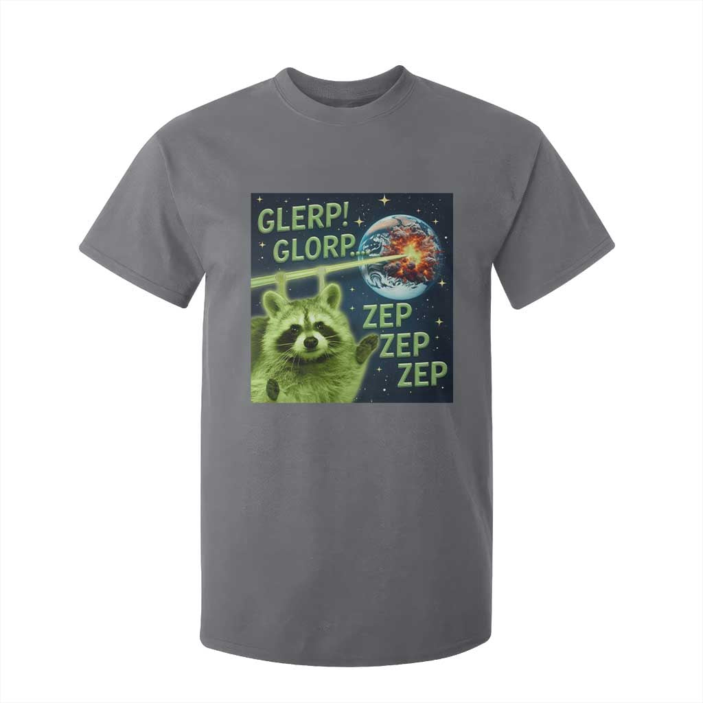 Funny Alien Raccoon Meme T Shirt For Kid Glerp Glorp Brainrot Stupid Gift TS10 Charcoal Print Your Wear
