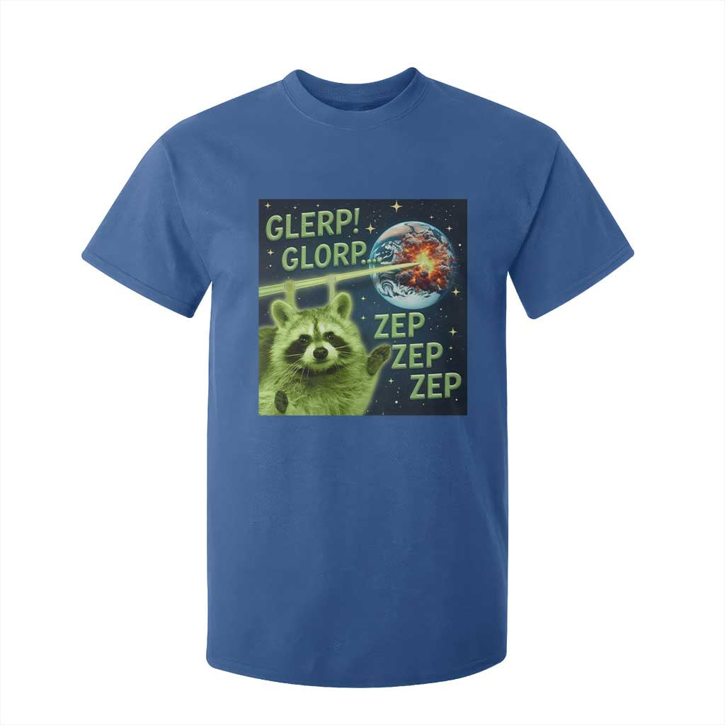 Funny Alien Raccoon Meme T Shirt For Kid Glerp Glorp Brainrot Stupid Gift TS10 Royal Blue Print Your Wear