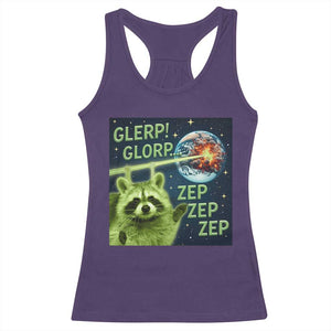 Funny Alien Raccoon Meme Racerback Tank Top Glerp Glorp Brainrot Stupid Gift TS10 Purple Print Your Wear