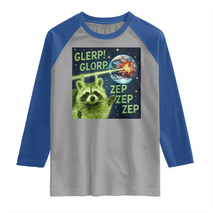 Funny Alien Raccoon Meme Raglan Shirt Glerp Glorp Brainrot Stupid Gift TS10 Sport Gray Royal Print Your Wear